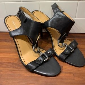 Nine West black leather heels